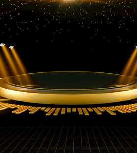 金色舞台闪耀聚光灯效果