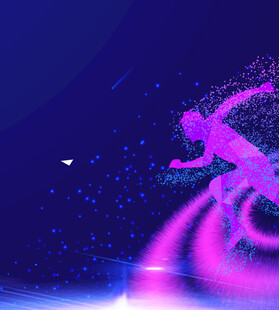 炫彩滑雪者动态光影瞬间