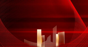 红色背景中的柱状图