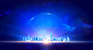 梦幻蓝色科技城市夜景