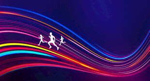 炫彩线条上的奔跑者