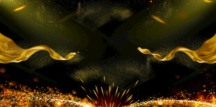 璀璨烟火与金色光带夜景