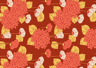 秋日花卉果实图案背景