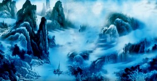 梦幻蓝色山水景观