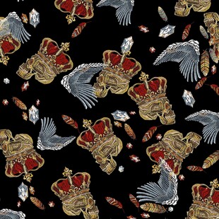 复古风动物与皇冠图案背景