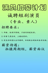 演员招募计划 诚聘多类型演员