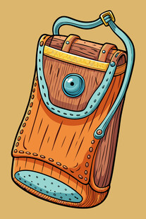 手绘复古风橙色手提包