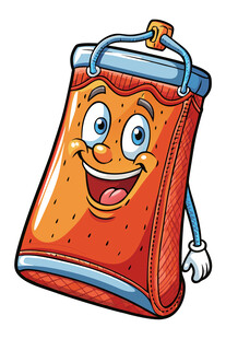 可爱橙色卡通午餐袋形象