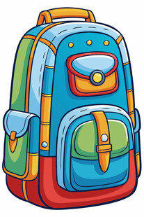 多彩卡通风格学生书包