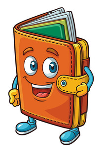 卡通钱包形象笑容满面