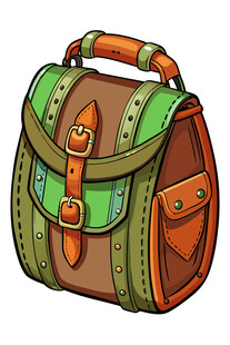 复古风皮质手提包插画