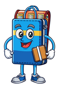 可爱蓝色书包卡通形象