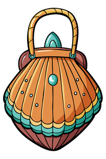 复古贝壳形手提包设计图