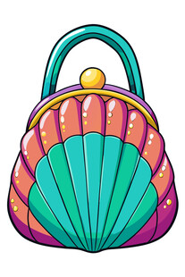 多彩贝壳形手提包