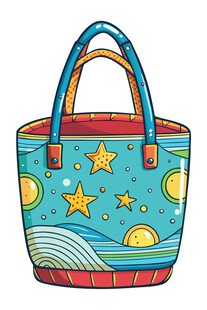 彩色星星图案手提包