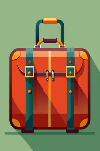 复古风格红色旅行手提箱