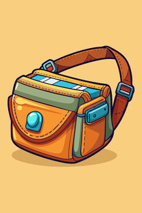 卡通风格橙色斜挎包