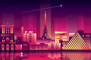 霓虹都市夜景建筑风光