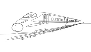 手绘高速列车线条图