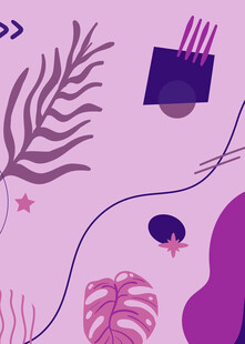 梦幻紫色植物抽象插画