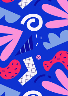 蓝底多彩抽象几何图案