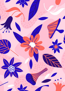粉色背景花卉图案设计