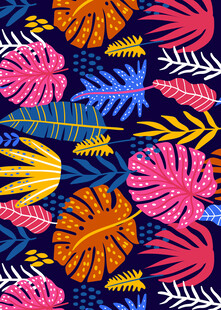 多彩热带风植物图案背景