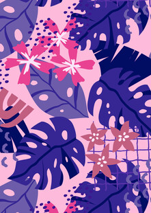 梦幻热带植物图案设计