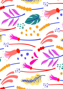 多彩花卉羽毛图案背景