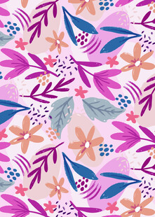 花卉树叶多彩图案背景