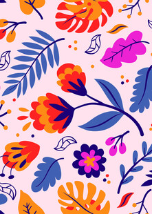 多彩花卉植物图案背景