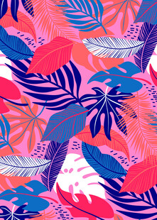 热带植物缤纷图案背景