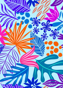 热带植物多彩图案背景