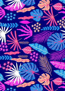 梦幻热带植物图案背景