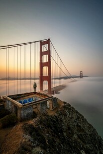 日落时分的金门大桥美景