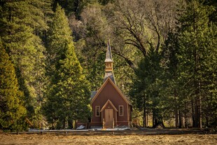 森林中的古朴小教堂