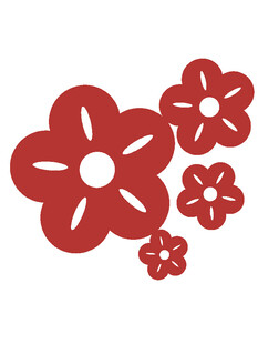 红色花朵剪纸图案