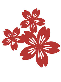 红色樱花剪纸图案