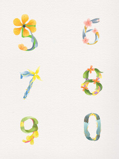 花朵装饰的数字艺术字体