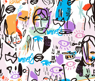 抽象涂鸦风人物图案设计