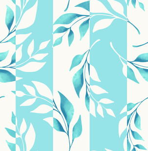 蓝白叶纹清新条纹图案