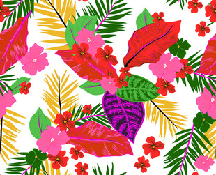 热带花卉植物图案背景