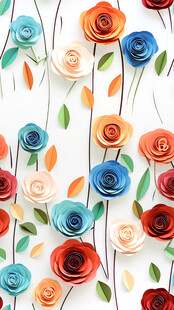 多彩纸艺花朵装饰图案