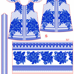 蓝白民族风服饰图案设计