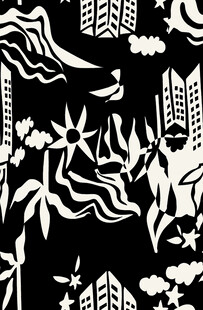 黑白城市抽象艺术图案