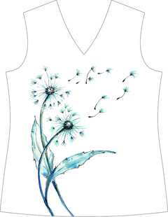 手绘蒲公英图案无袖上衣