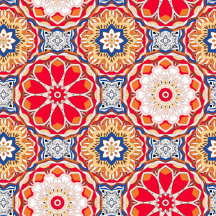 多彩花卉几何图案纹理