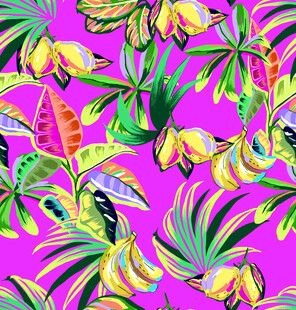 热带花卉鹦鹉图案背景