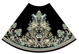 华丽刺绣黑色裙摆