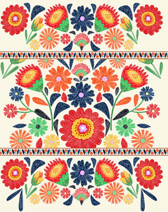 多彩花卉民族风图案设计